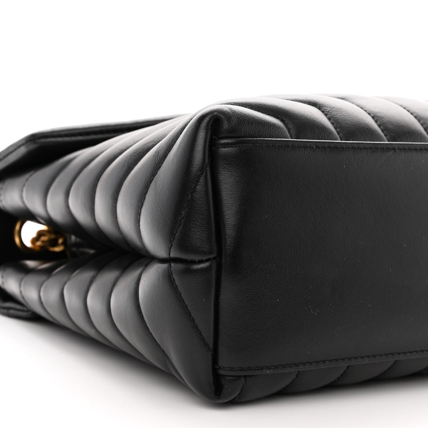 Calfskin Y Quilted Monogram Medium Loulou Chain Satchel Black