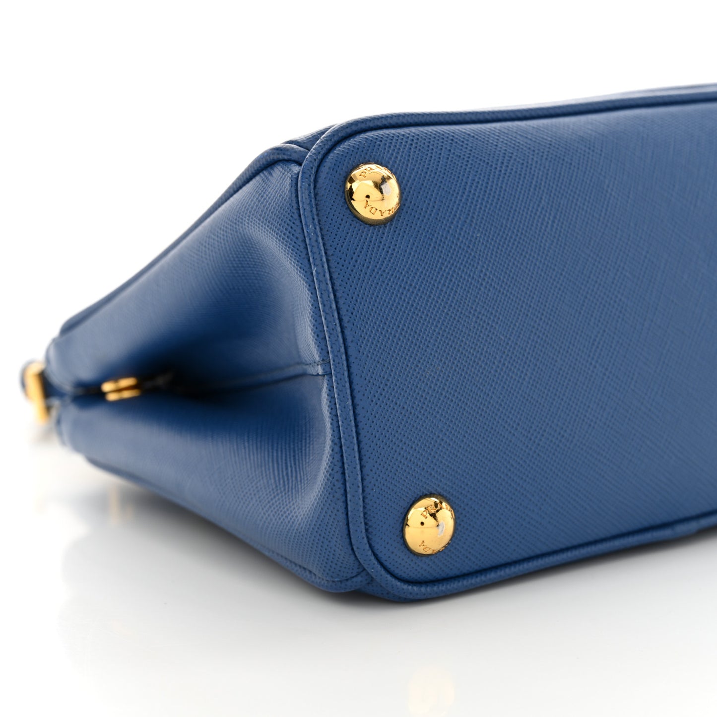 Saffiano Lux Micro Galleria Double Zip Tote Azzurro