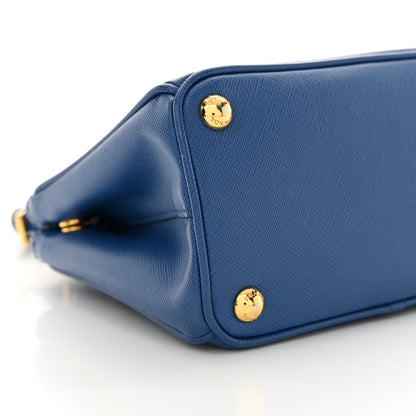 Prada Saffiano Lux Micro Galleria Double Zip Tote Azzurro 9 of 14