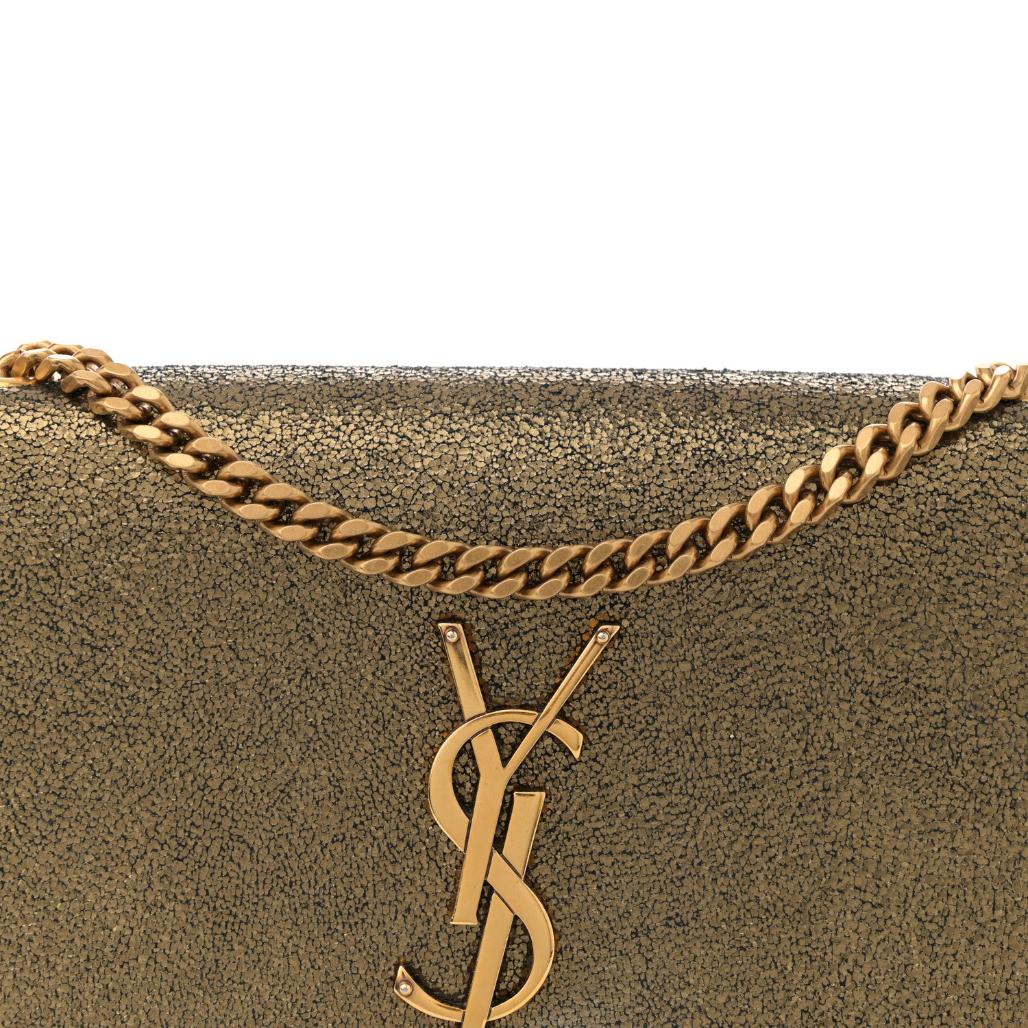 Saint Laurent Metallic Calfskin Small Classic Monogram Kate Satchel Oro 8 of 11