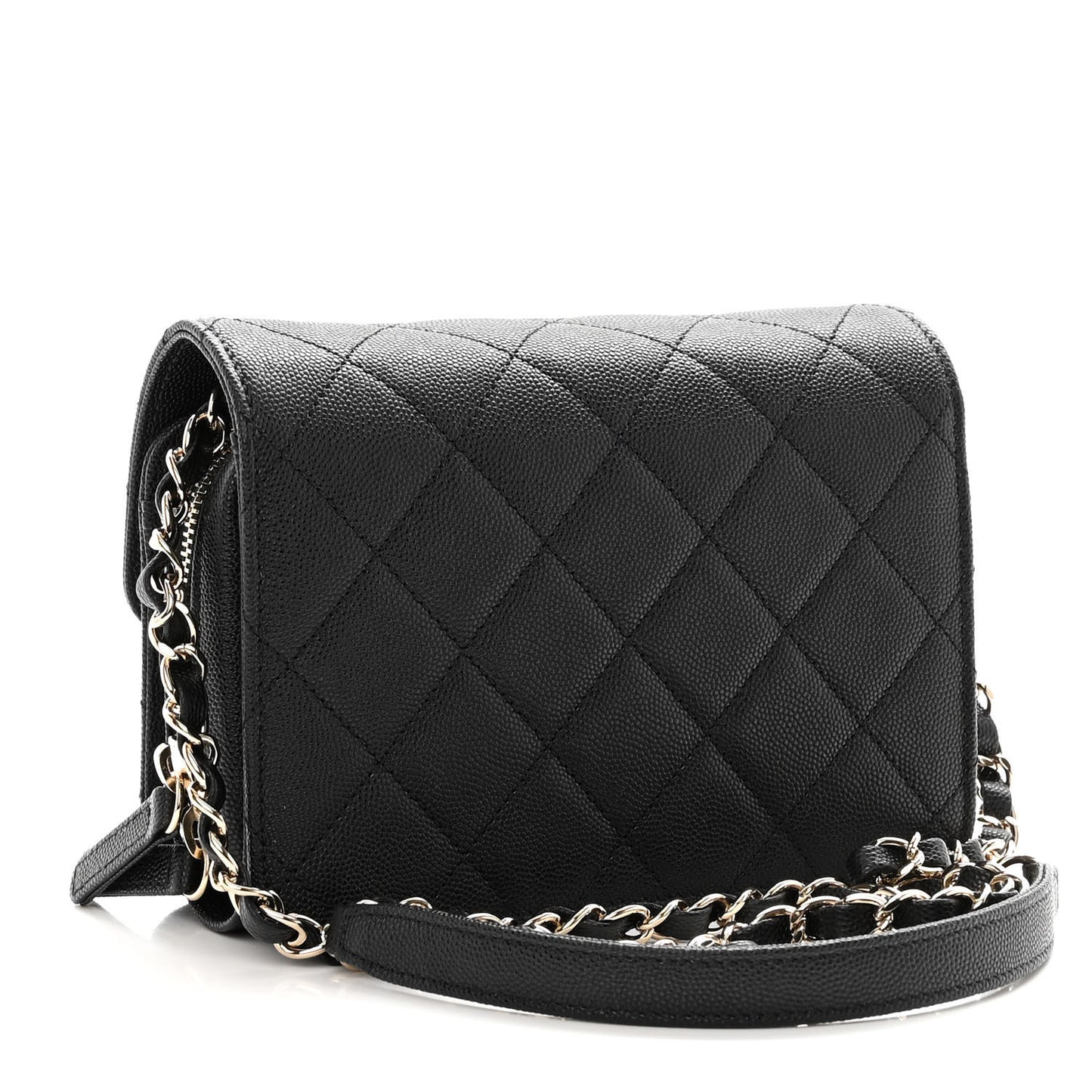 Caviar Quilted Like A Wallet Flap Black