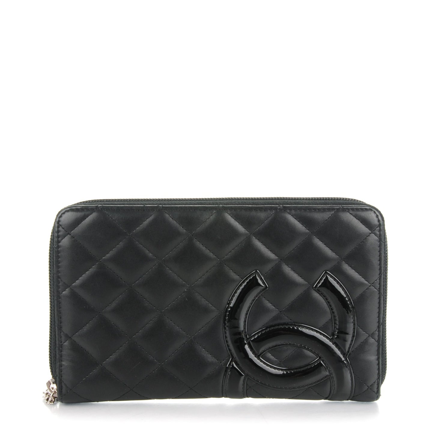 Calfskin Cambon Zip Around Organizer Wallet Black