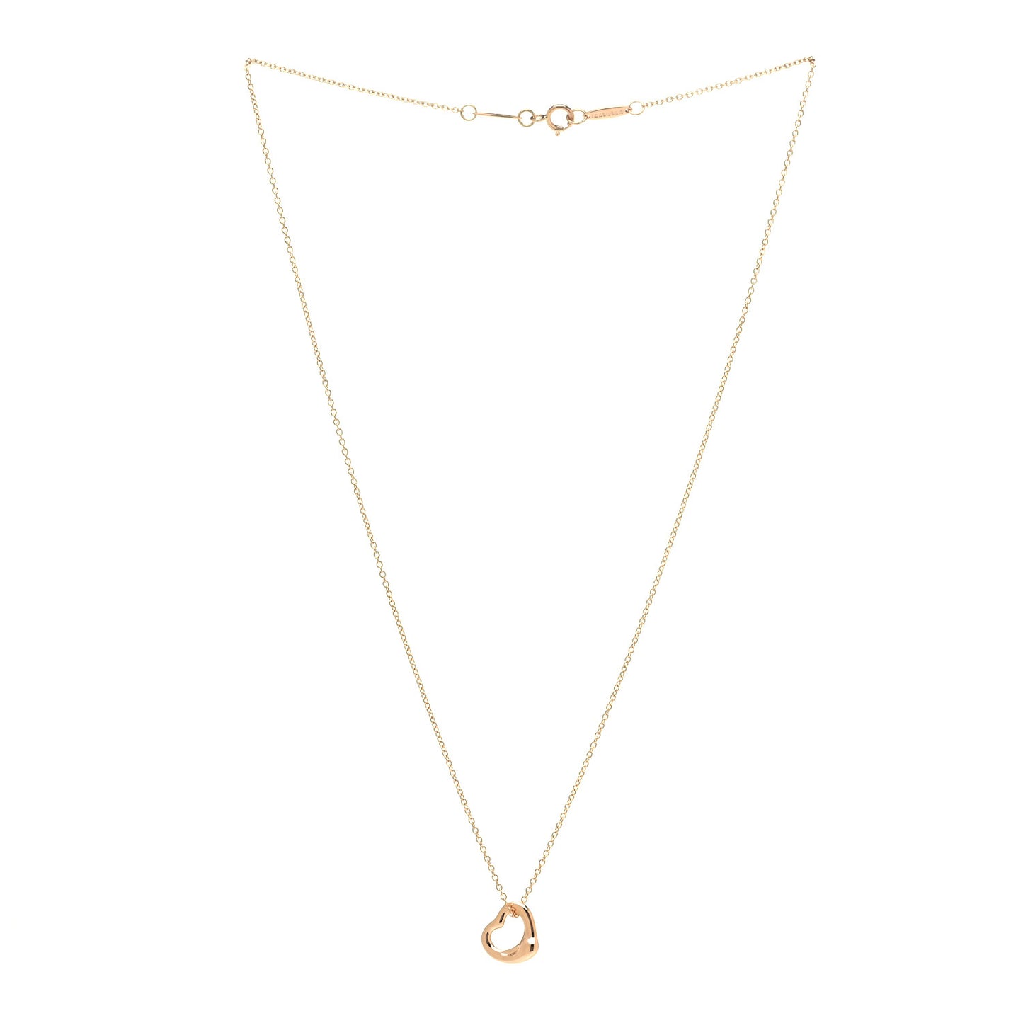 18K Rose Gold 11mm Elsa Peretti Open Heart Pendant Necklace
