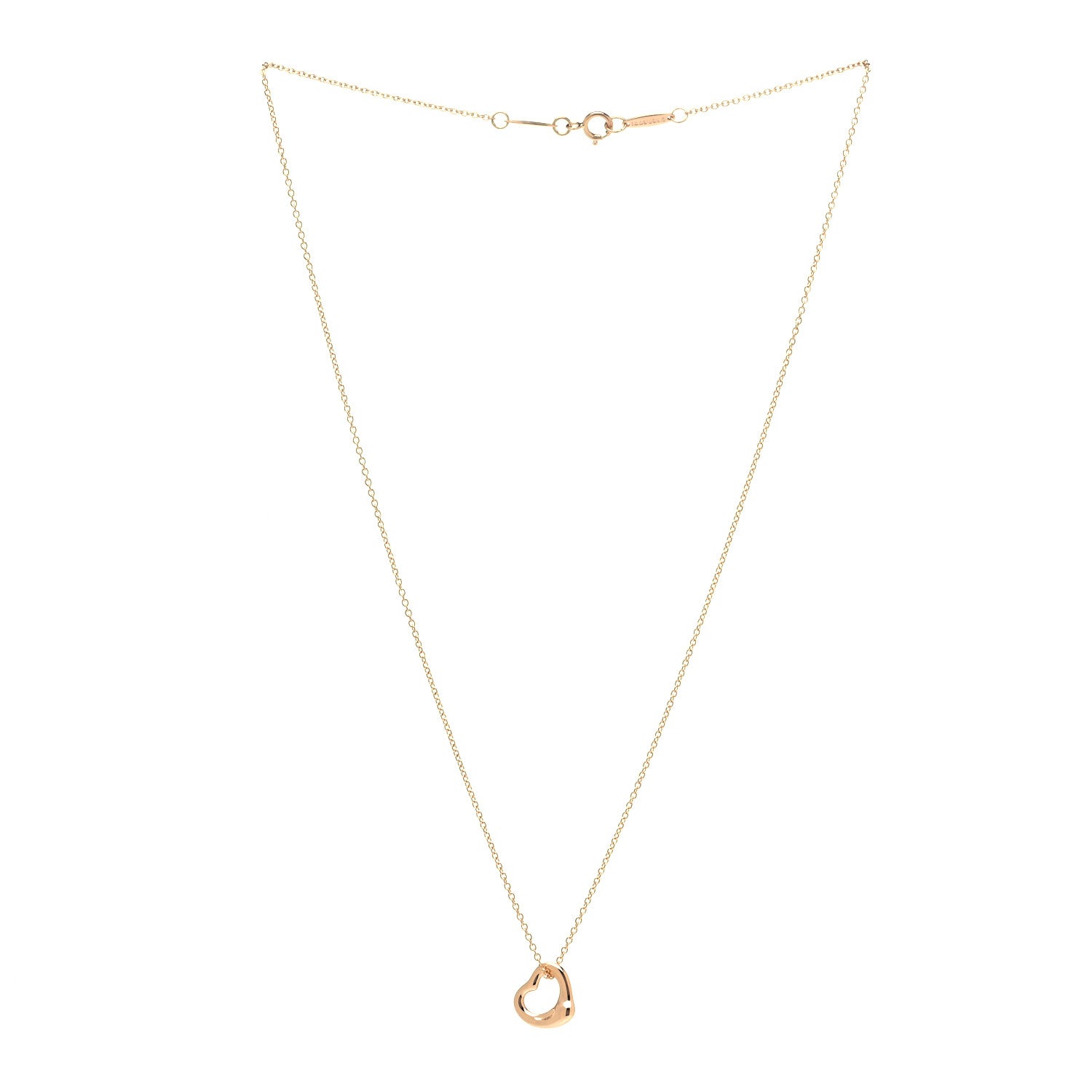 Tiffany 18K Rose Gold 11mm Elsa Peretti Open Heart Pendant Necklace 3 of 5