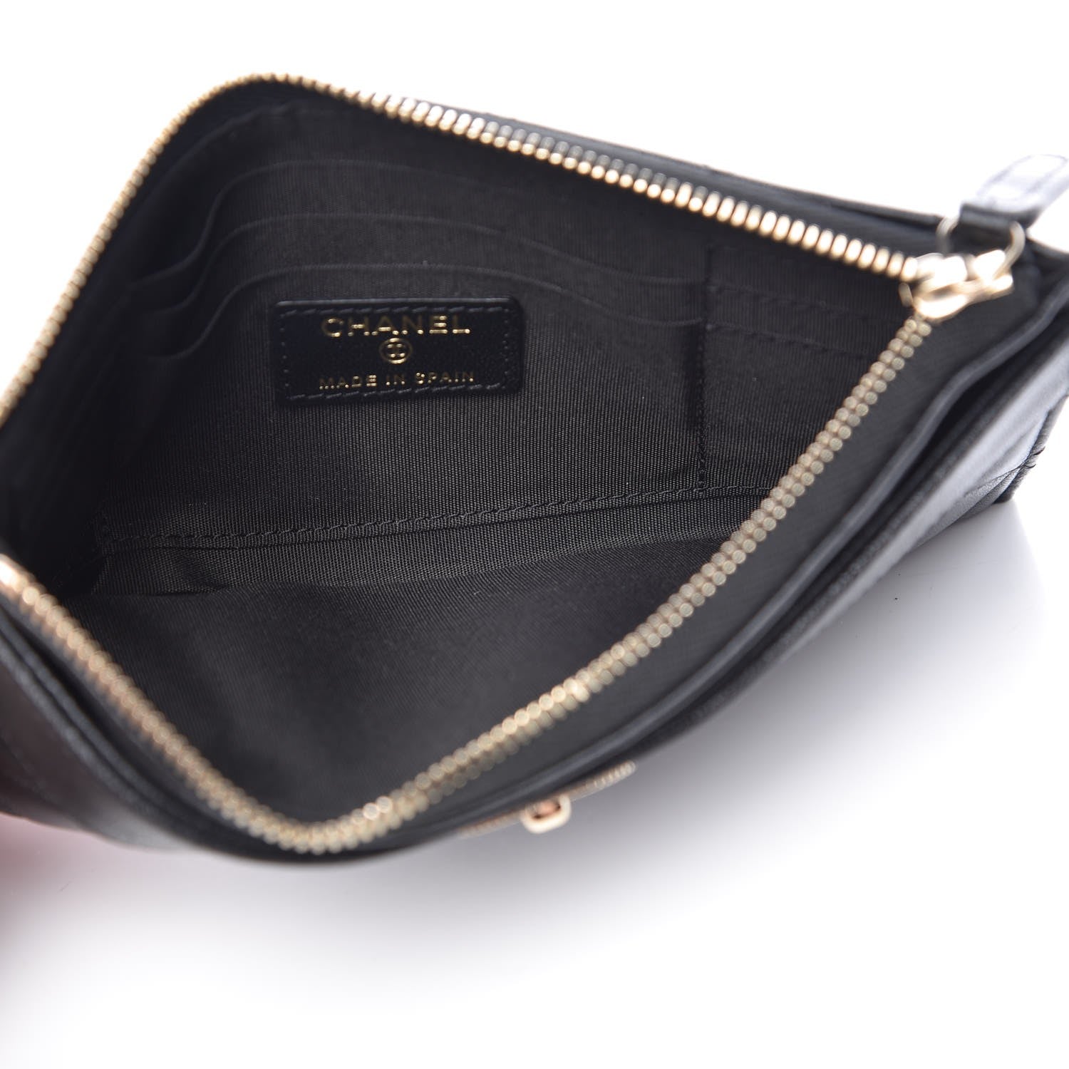 Chanel Sheepskin Quilted Mademoiselle Vintage Zip Pouch Black 5 of 8