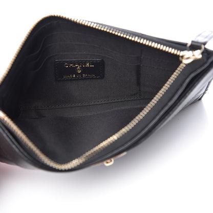 Chanel Sheepskin Quilted Mademoiselle Vintage Zip Pouch Black 5 of 8