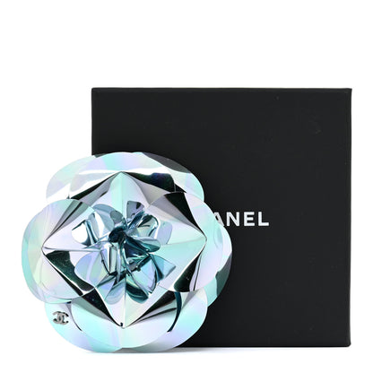 Chanel Resin Camellia Pin Brooch Blue 6 of 6