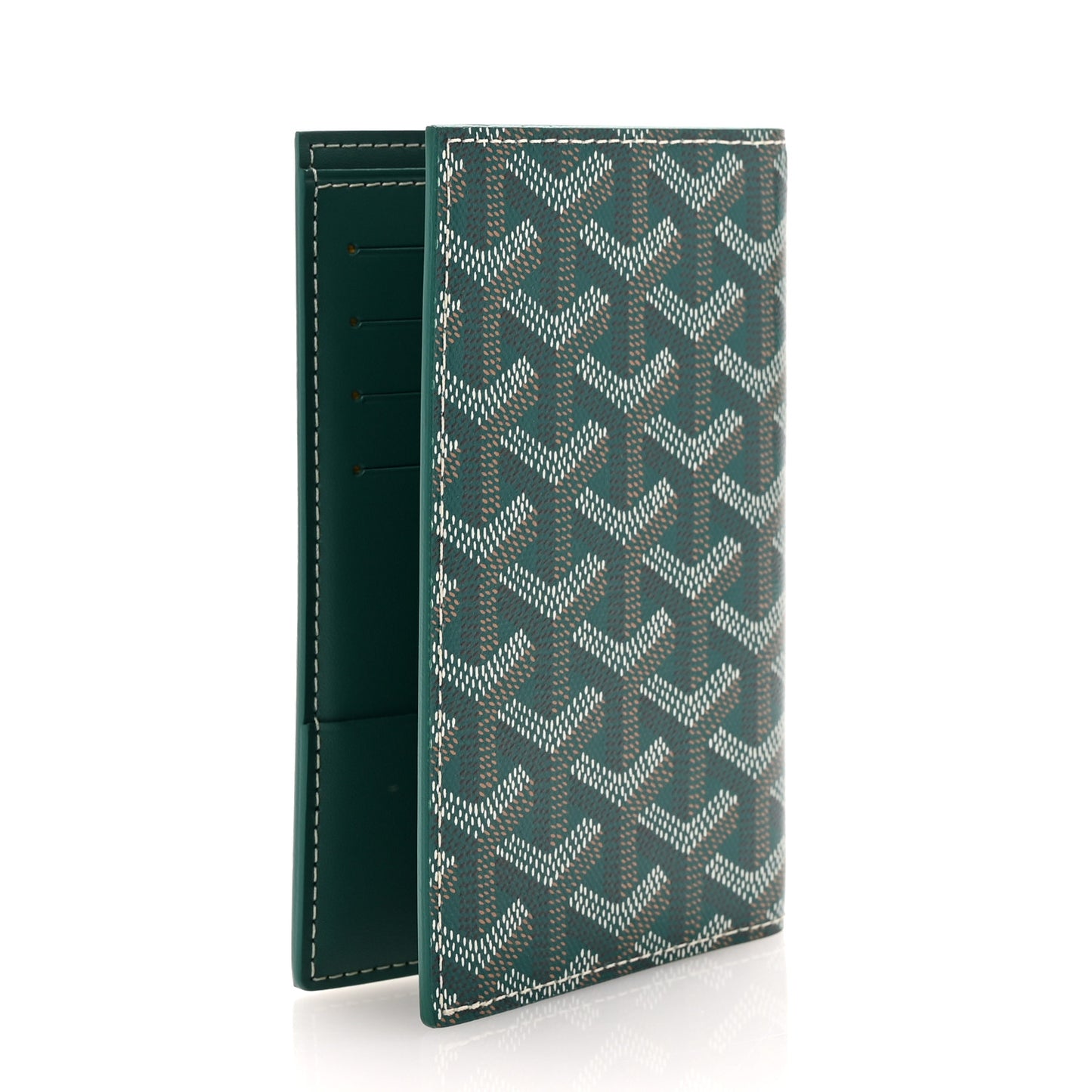 Goyardine Grenelle Passport Wallet Green