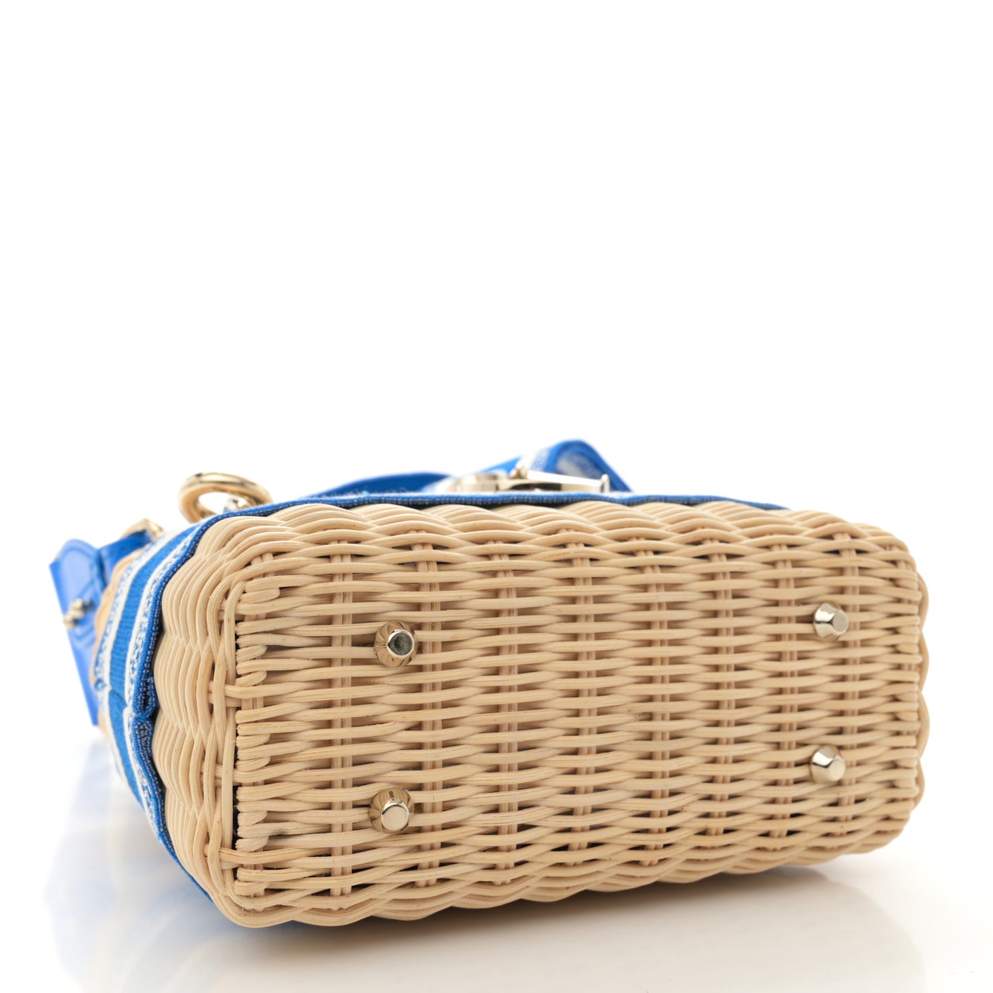 Wicker Oblique Mini Lady Dior Bag Florescent Blue
