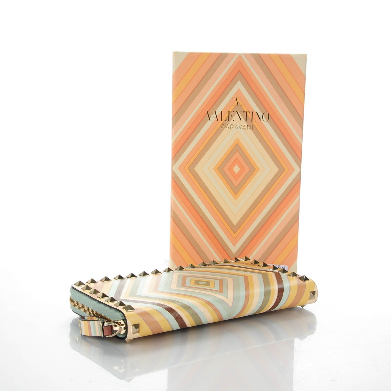 Valentino Garavani Calfskin Native Couture 1975 Rockstud Zip Around Wallet 4 of 8