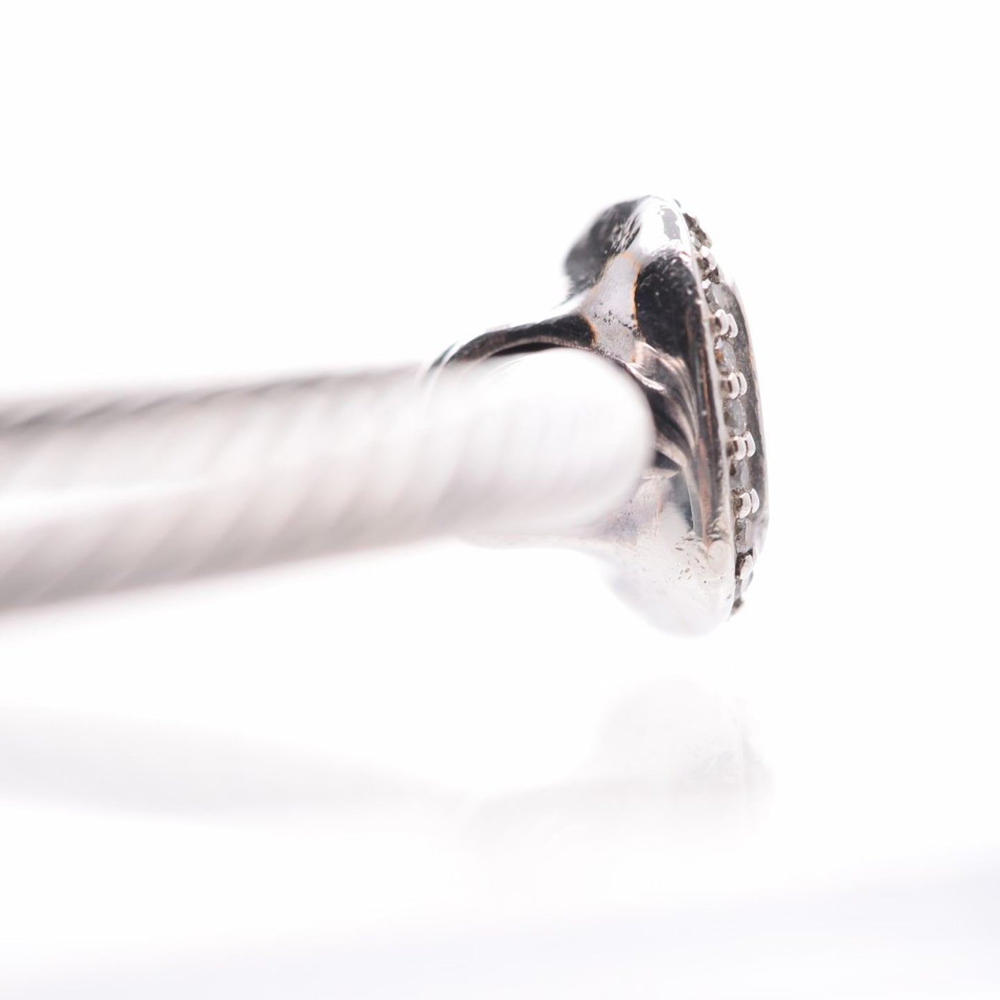 Sterling Silver Diamond Blue Topaz 4mm Noblesse Cable Bracelet