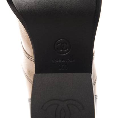 Chanel Patent Calfskin CC Lace Up Short Boots 36 Beige Black 7 of 10
