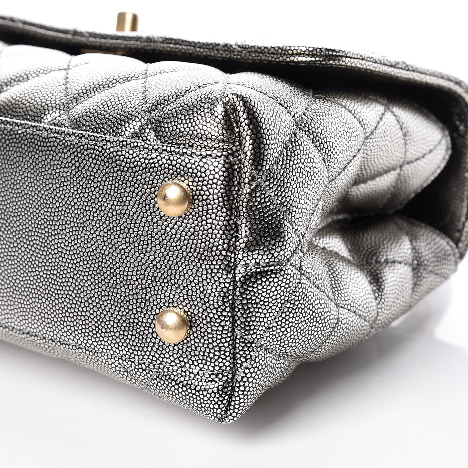Chanel Metallic Caviar Quilted Mini Coco Handle Flap Silver 9 of 10
