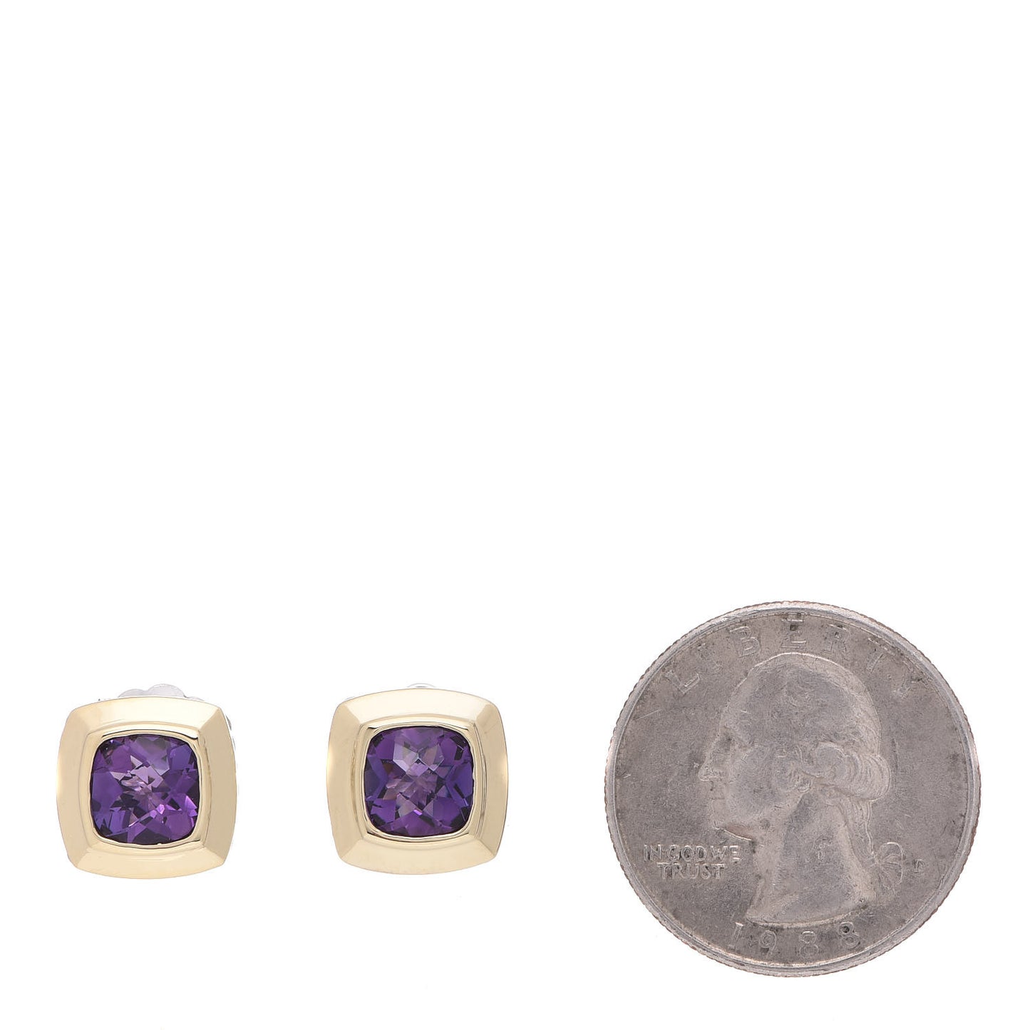 Sterling Silver 18K Yellow Gold Amethyst 7mm Albion Earrings