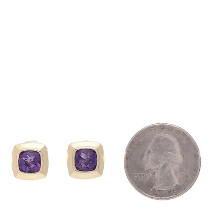 David Yurman Sterling Silver 18K Yellow Gold Amethyst 7mm Albion Earrings 2 of 6