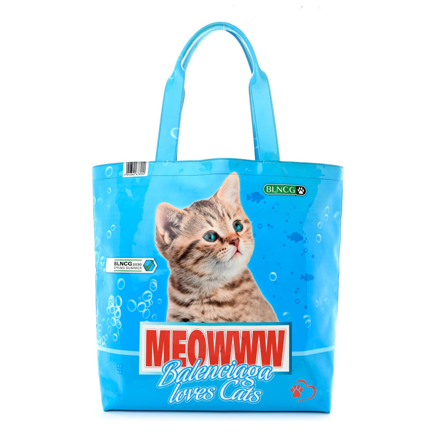 Balenciaga Patent Calfskin Medium I Love Pets Cat Lover Shopper Tote Blue 1 of 19