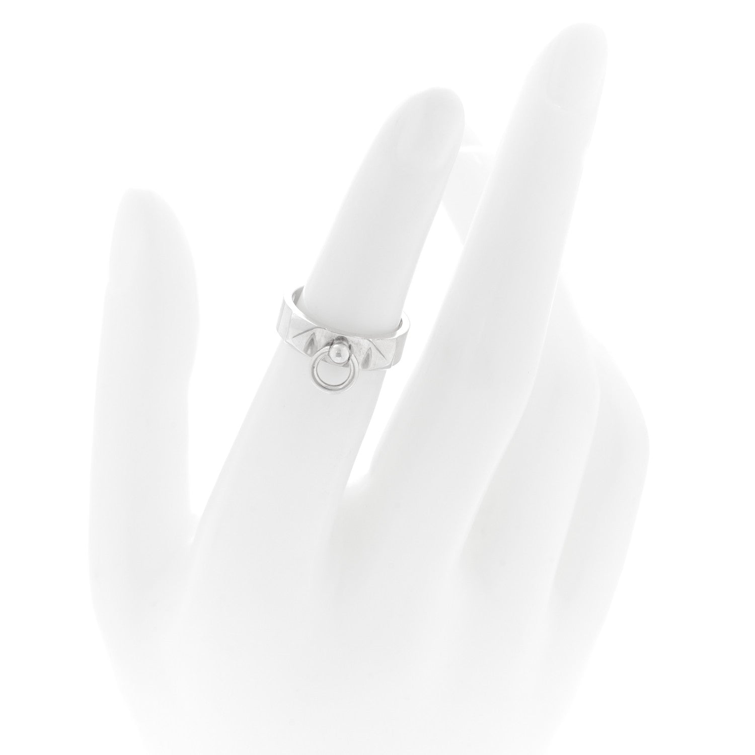 Hermes Sterling Silver PM Collier De Chien Ring 48 4.5 2 of 5