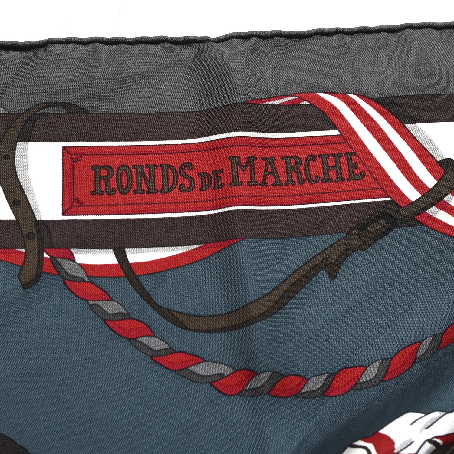 Hermes Silk Ronds De Marche Scarf 90 Petrole Rouge Vert Gris Anthracite 4 of 4