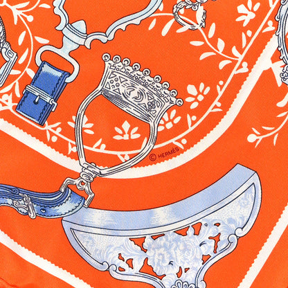 Hermes Silk Etriers Remix Scarf 45 Orange Ciel 10 of 12