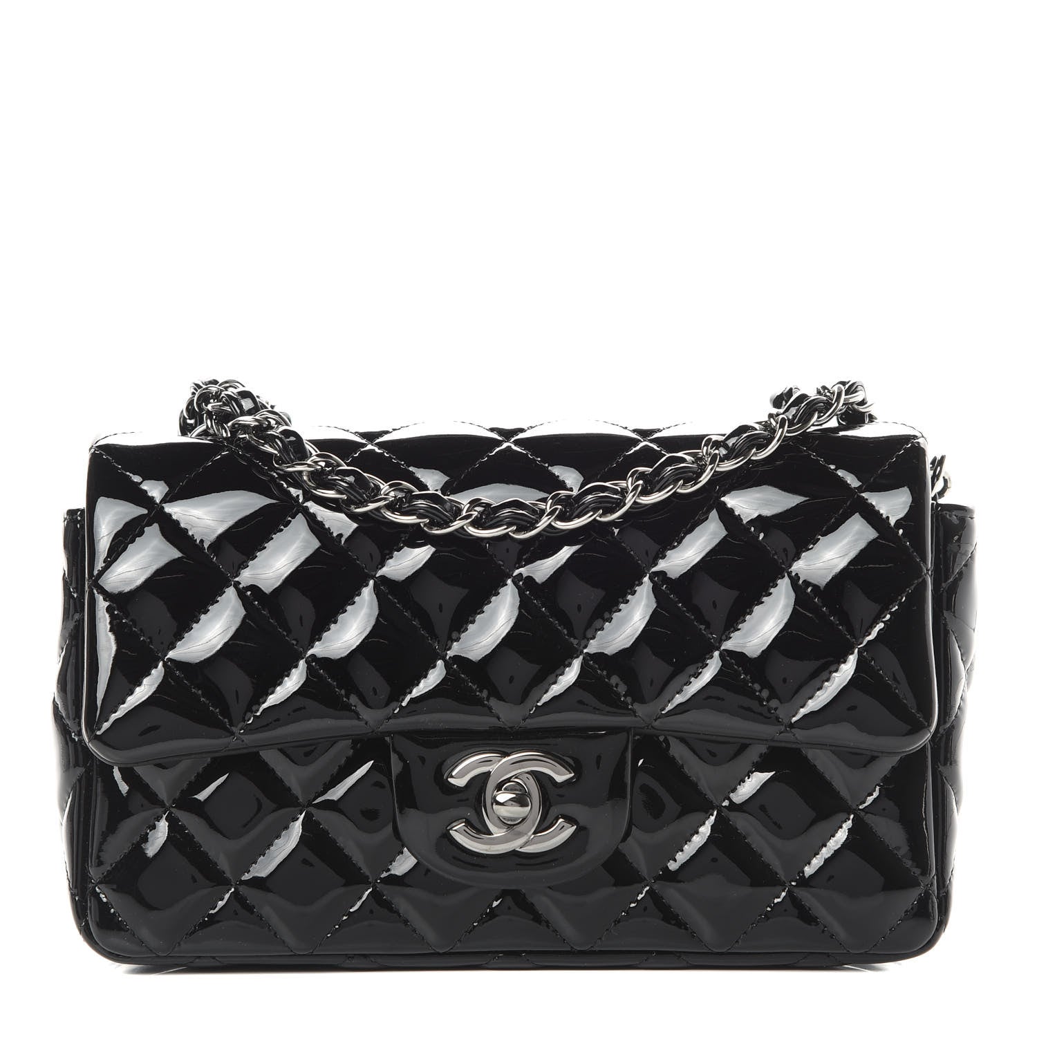 Chanel Patent Calfskin Quilted Mini Rectangular Flap Black 1 of 11