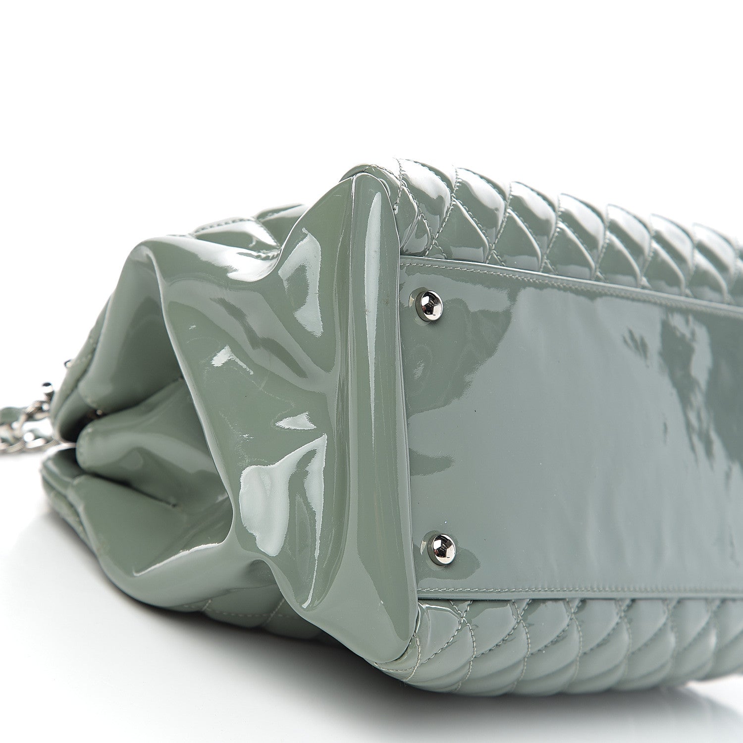 Chanel Patent Quilted Large Just Mademoiselle Bowling Bag Green 9 of 10