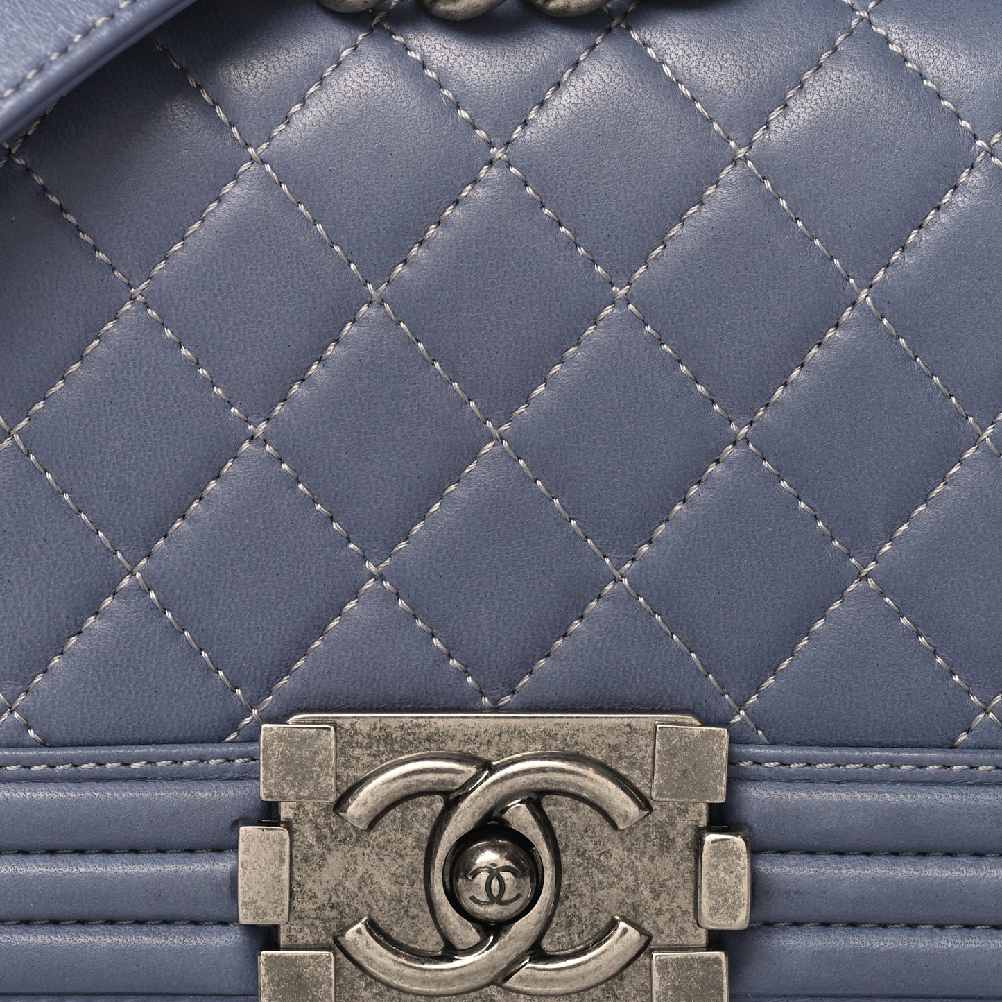 Lambskin Quilted Small Boy Flap Light Blue