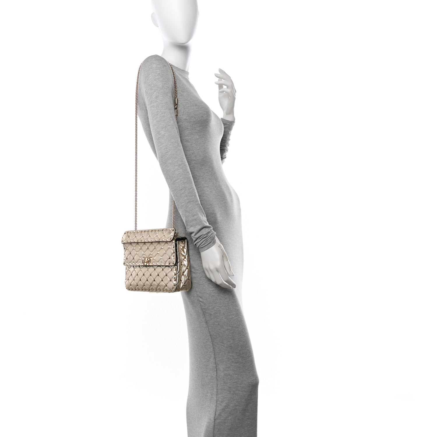 Valentino Garavani Metallic Wrinkled Lambskin Medium Rockstud Spike Shoulder Bag Mekong 2 of 11