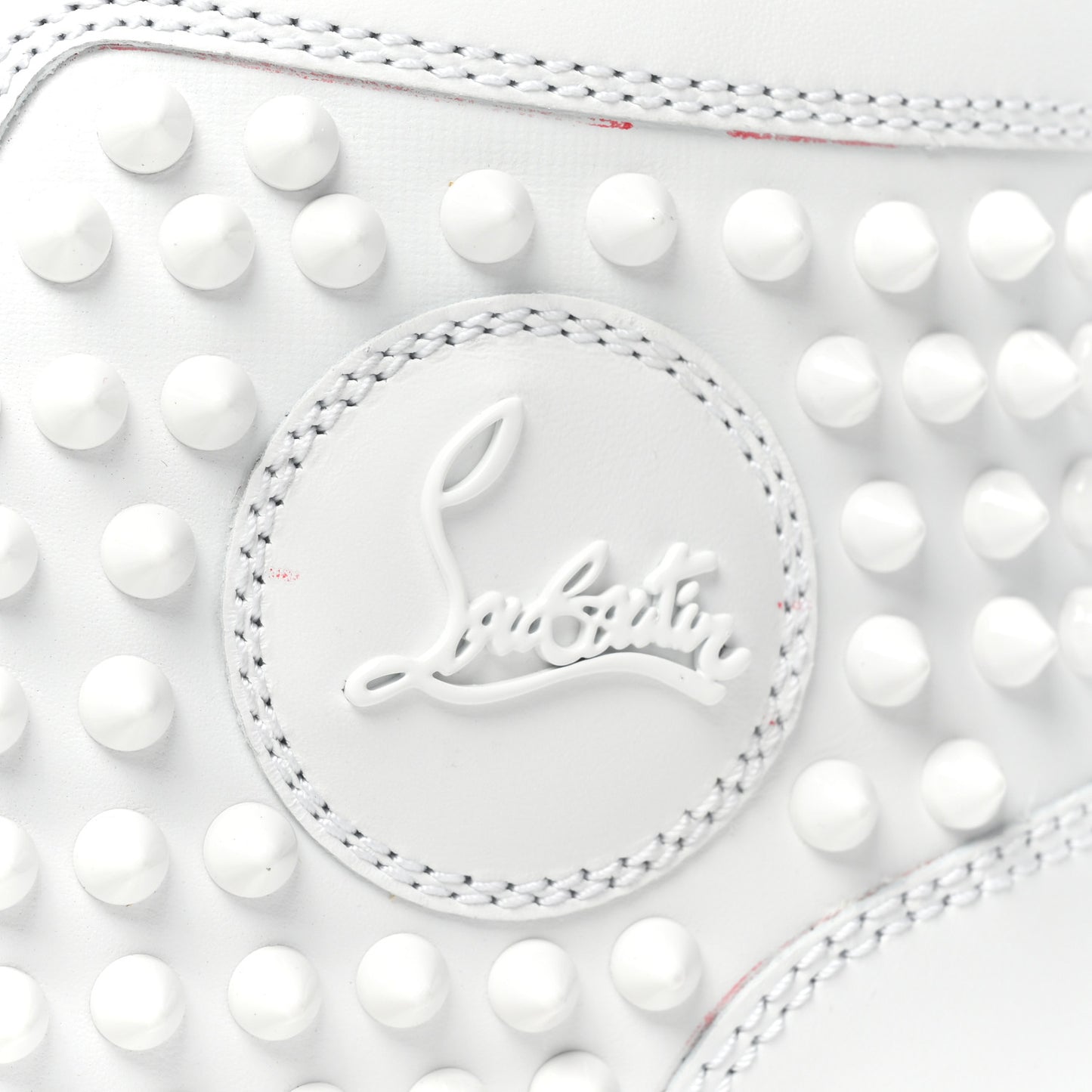 Calfskin Womens Louis Spikes Flat Sneakers 39.5 White
