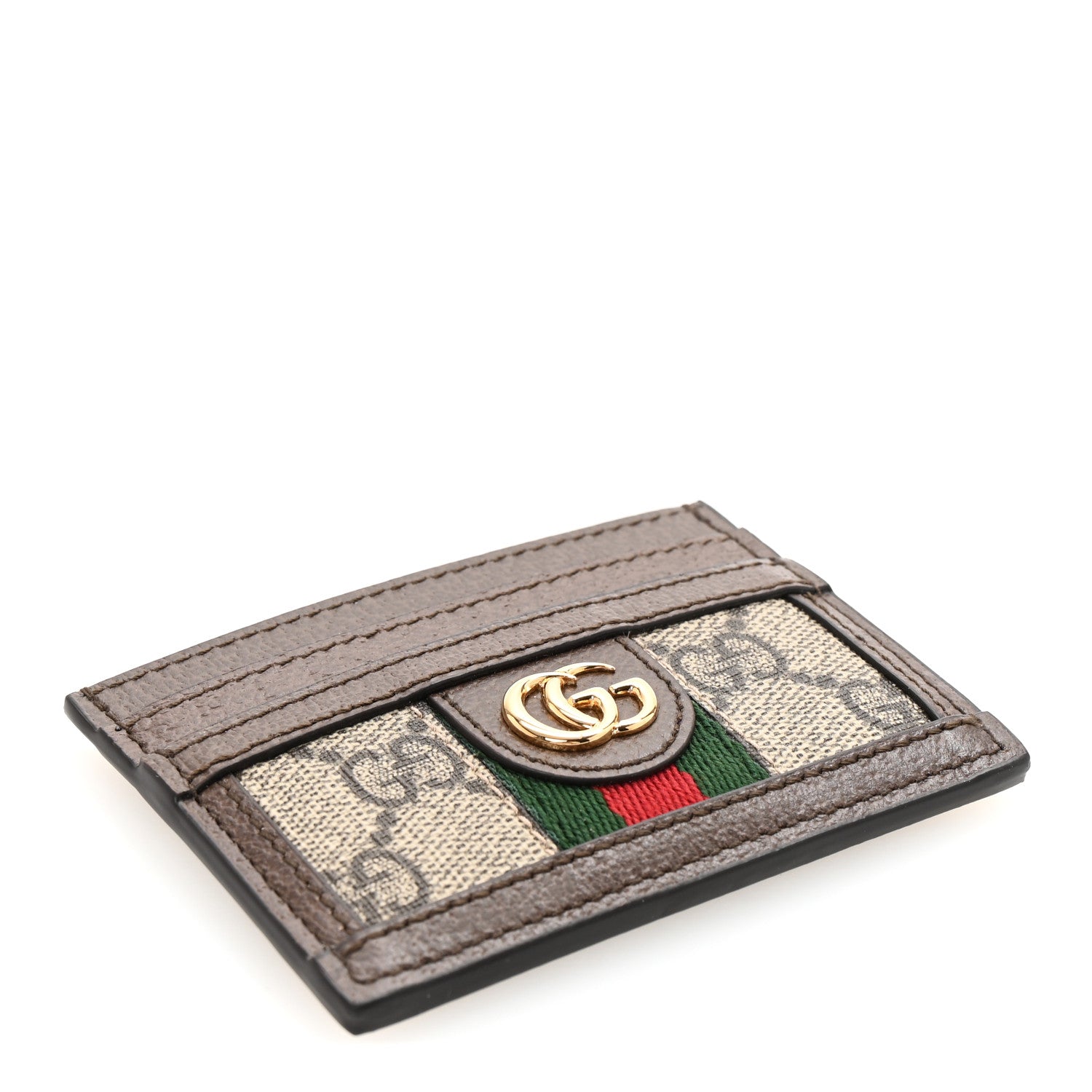 Gucci GG Supreme Monogram Textured Dollar Calfskin Ophidia Card Holder Beige Ebony New Acero 4 of 6