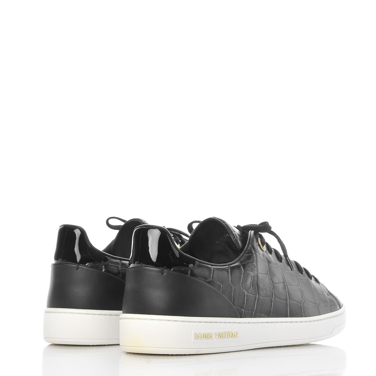 Calfskin Crocodile Embossed Frontrow Sneakers 39.5 Black