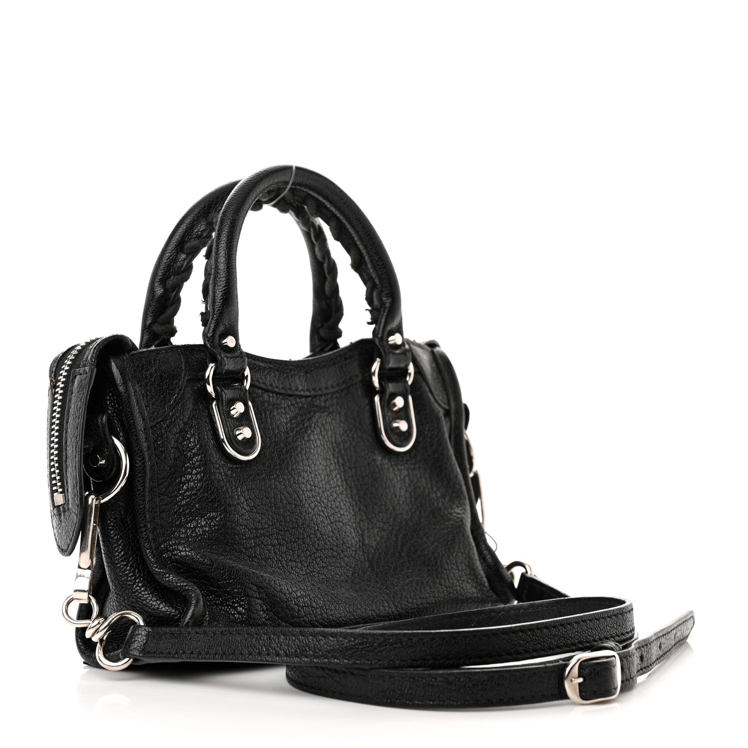 Balenciaga Chevre Silver Metallic Edge Hardware Nano City Black 3 of 20