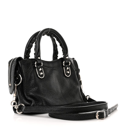 Balenciaga Chevre Silver Metallic Edge Hardware Nano City Black 3 of 20