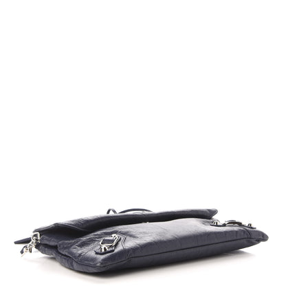 Balenciaga Agneau Classic Silver Hardware Envelope Strap Clutch Bleu Obscur 5 of 12