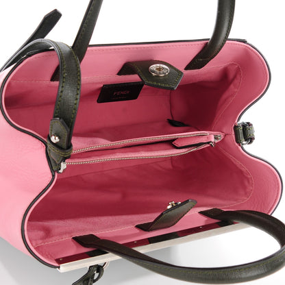 Fendi Vitello Elite Flamingo Petite 2Jours Tote Verde Prato Pink 6 of 10