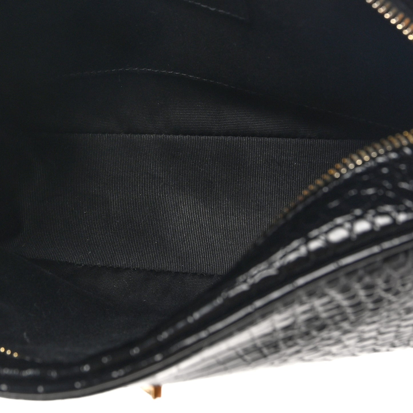 Patent Calfskin Crocodile Embossed Monogram Lou Camera Bag Black