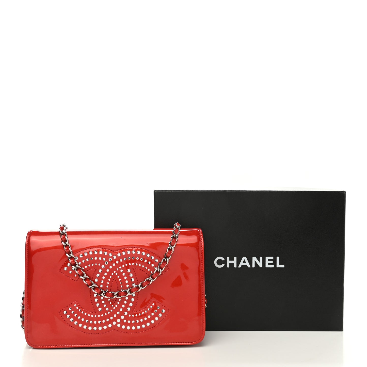 Patent Strass Wallet On Chain WOC Red