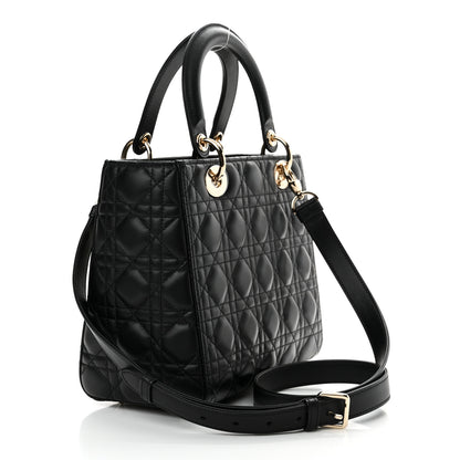 Christian Dior Lambskin Cannage Medium Lady Dior Black 3 of 16