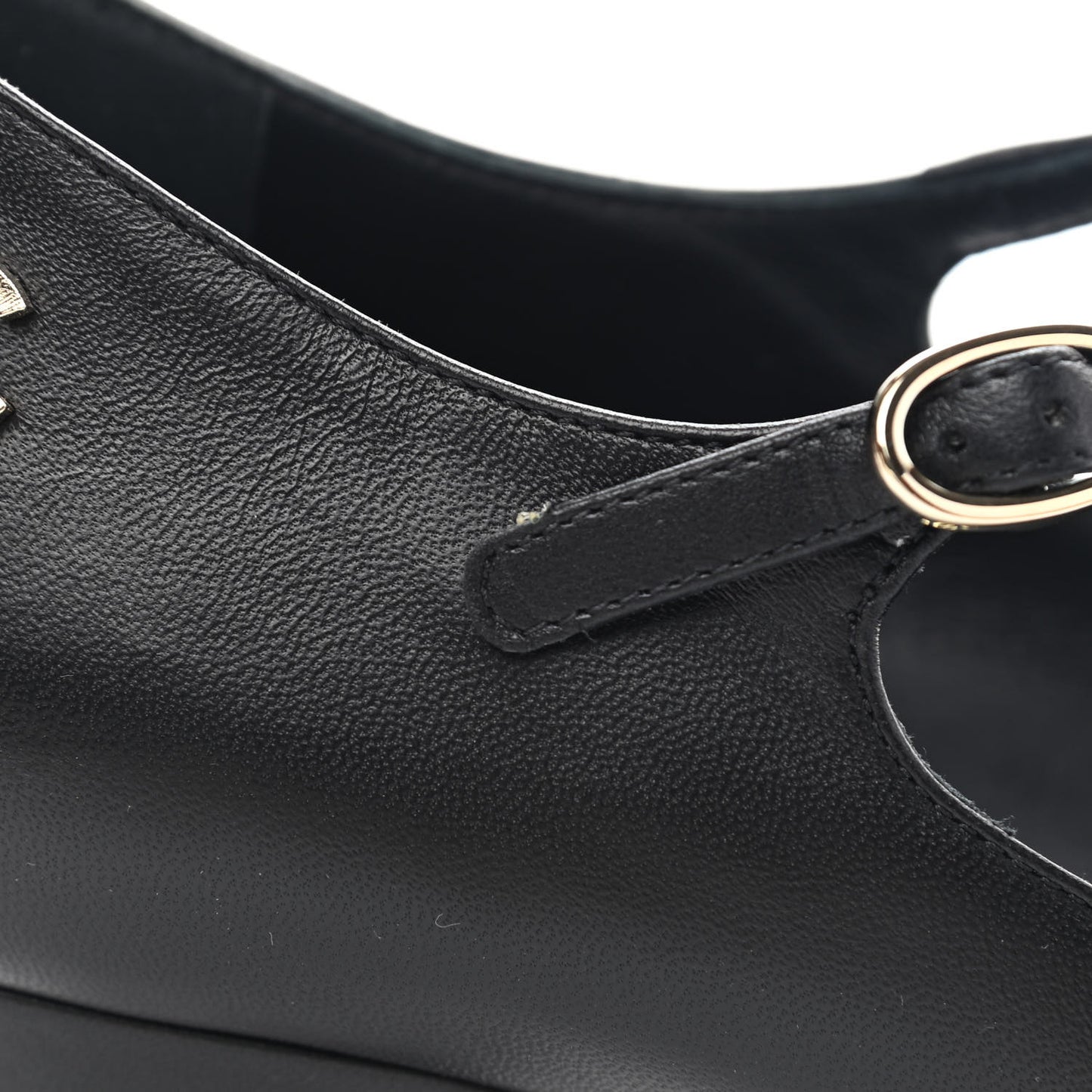 Patent Lambskin Cap Toe Mary Jane Mid Heel Strap Pumps 36 Black