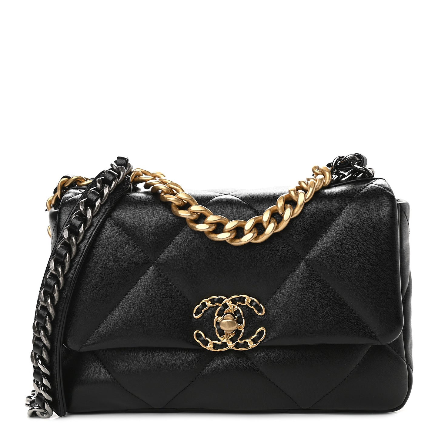 Lambskin Quilted Medium Chanel 19 Flap Black
