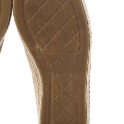 Chanel Suede Pearl CC Espadrilles 37 Beige Black 8 of 14