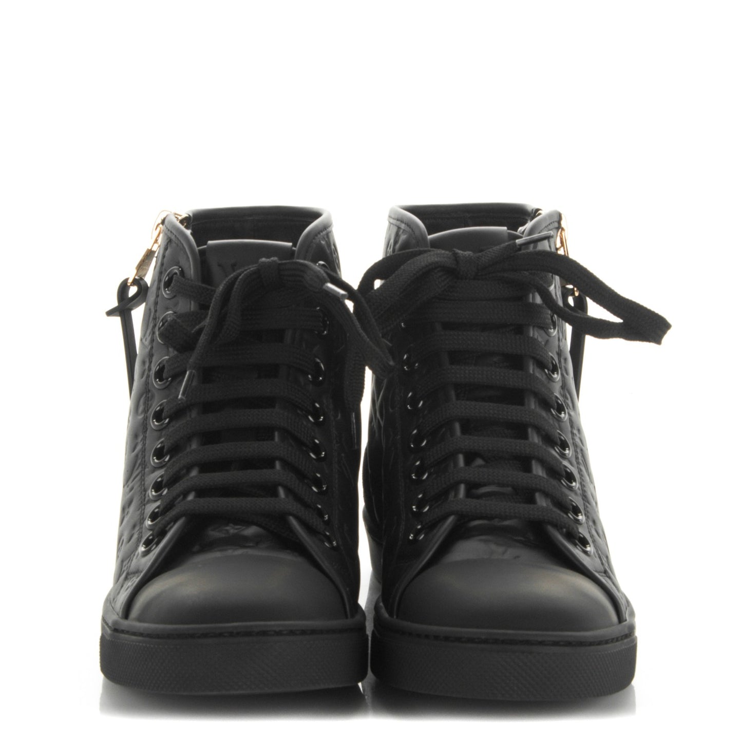 Calfskin Embossed Monogram Punchy High Top Sneakers 34 Black