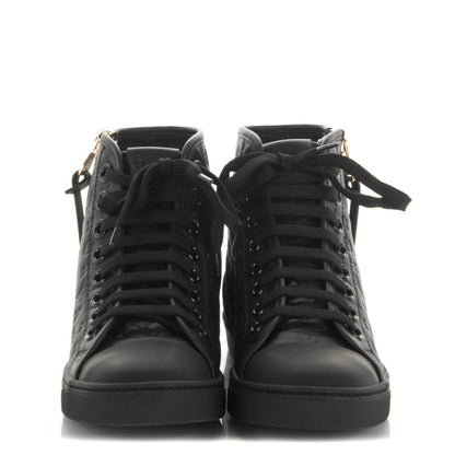 Louis Vuitton Calfskin Embossed Monogram Punchy High Top Sneakers 34 Black 2 of 7