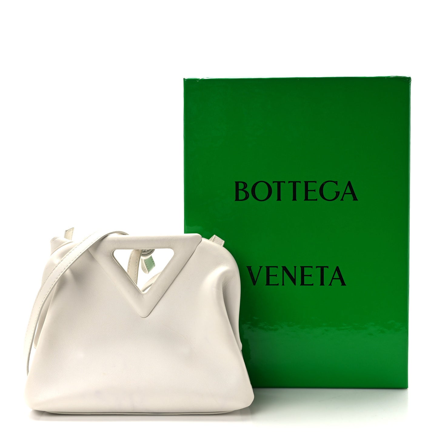 Calfskin Small The Point Triangle Bag Chalk