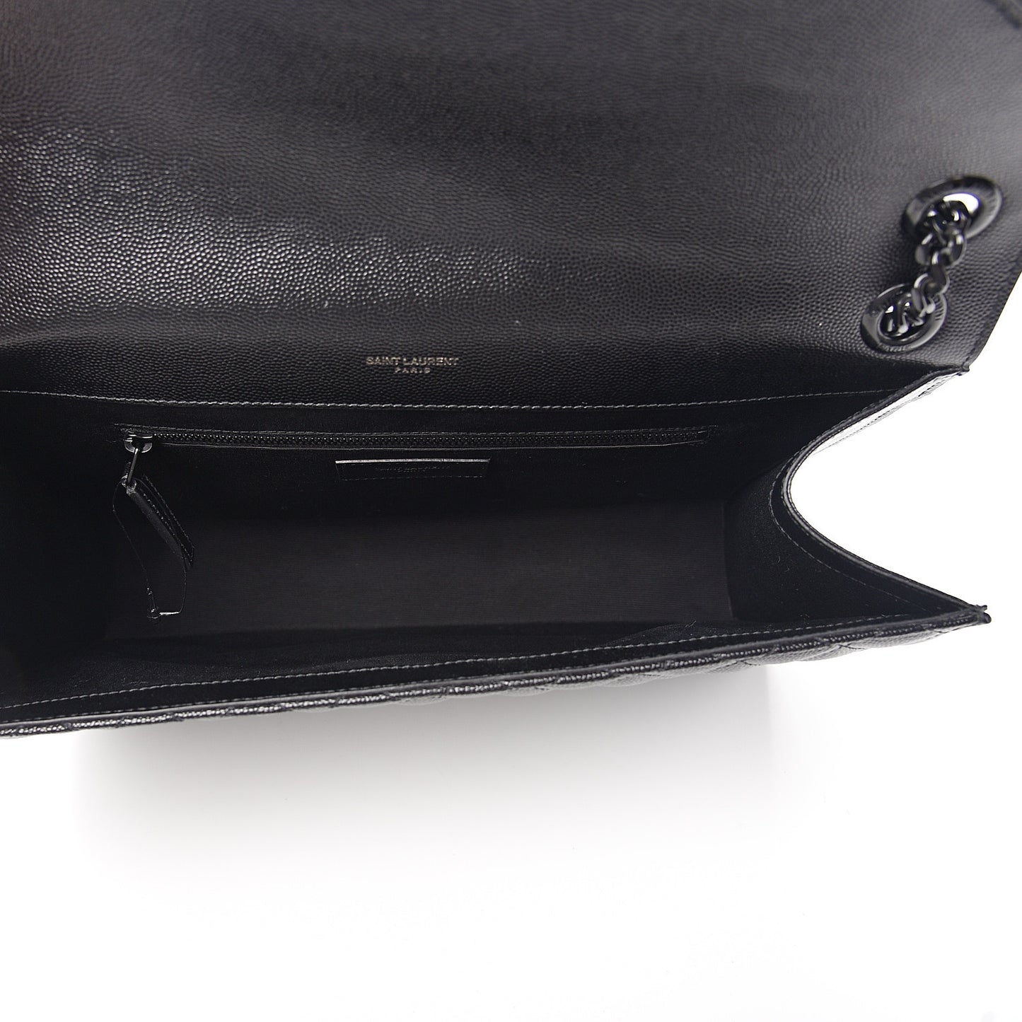 Grain De Poudre Textured Mixed Matelasse Large Triquilt Monogram Monochrome Satchel Black