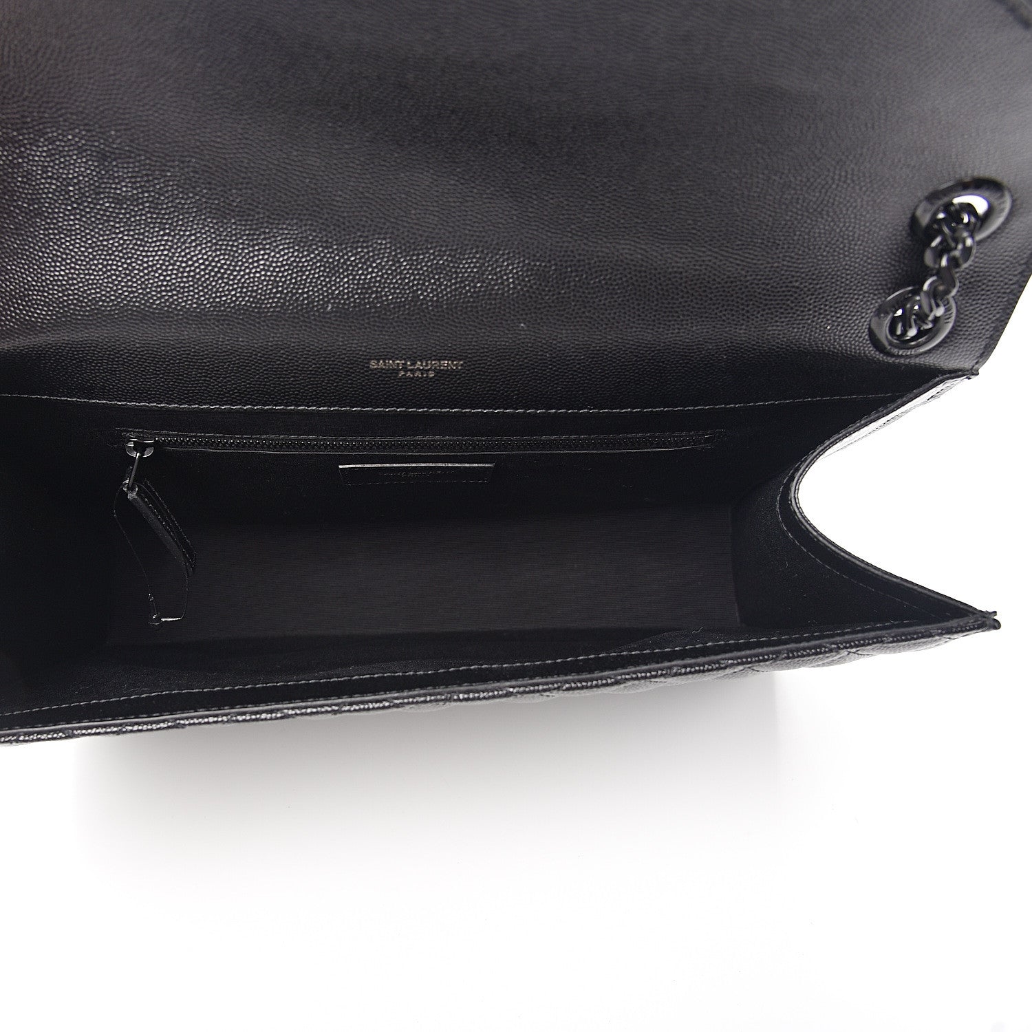 Saint Laurent Grain De Poudre Textured Mixed Matelasse Large Triquilt Monogram Monochrome Satchel Black 4 of 9