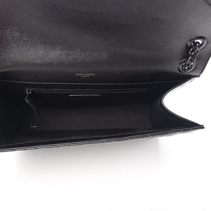 Saint Laurent Grain De Poudre Textured Mixed Matelasse Large Triquilt Monogram Monochrome Satchel Black 4 of 9