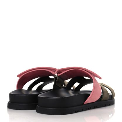 Hermes Suede Goatskin Womens Chypre Sandals 38 Toundra Rose Du Desert 4 of 9