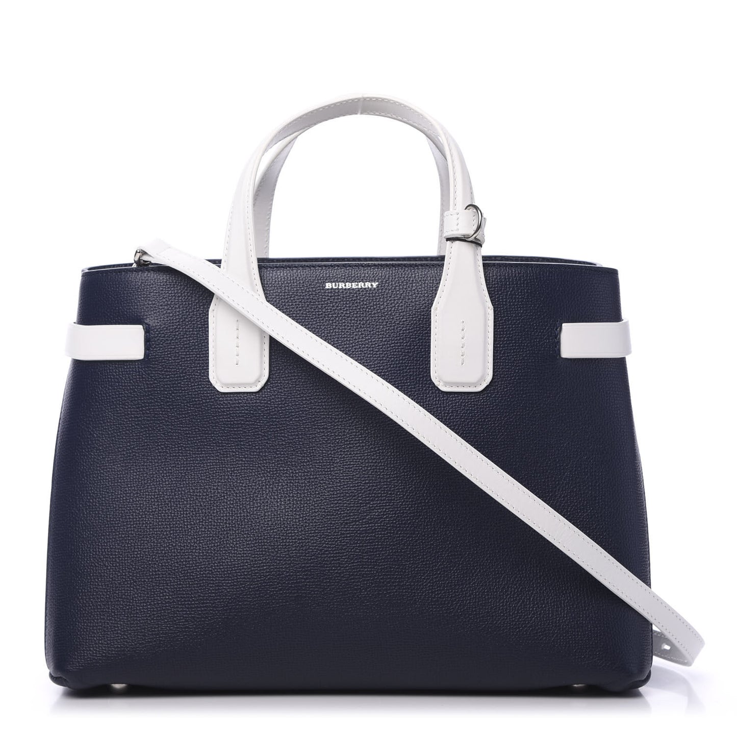 Derby Calfskin House Check Medium Bi-Color Banner Tote Regency Blue White