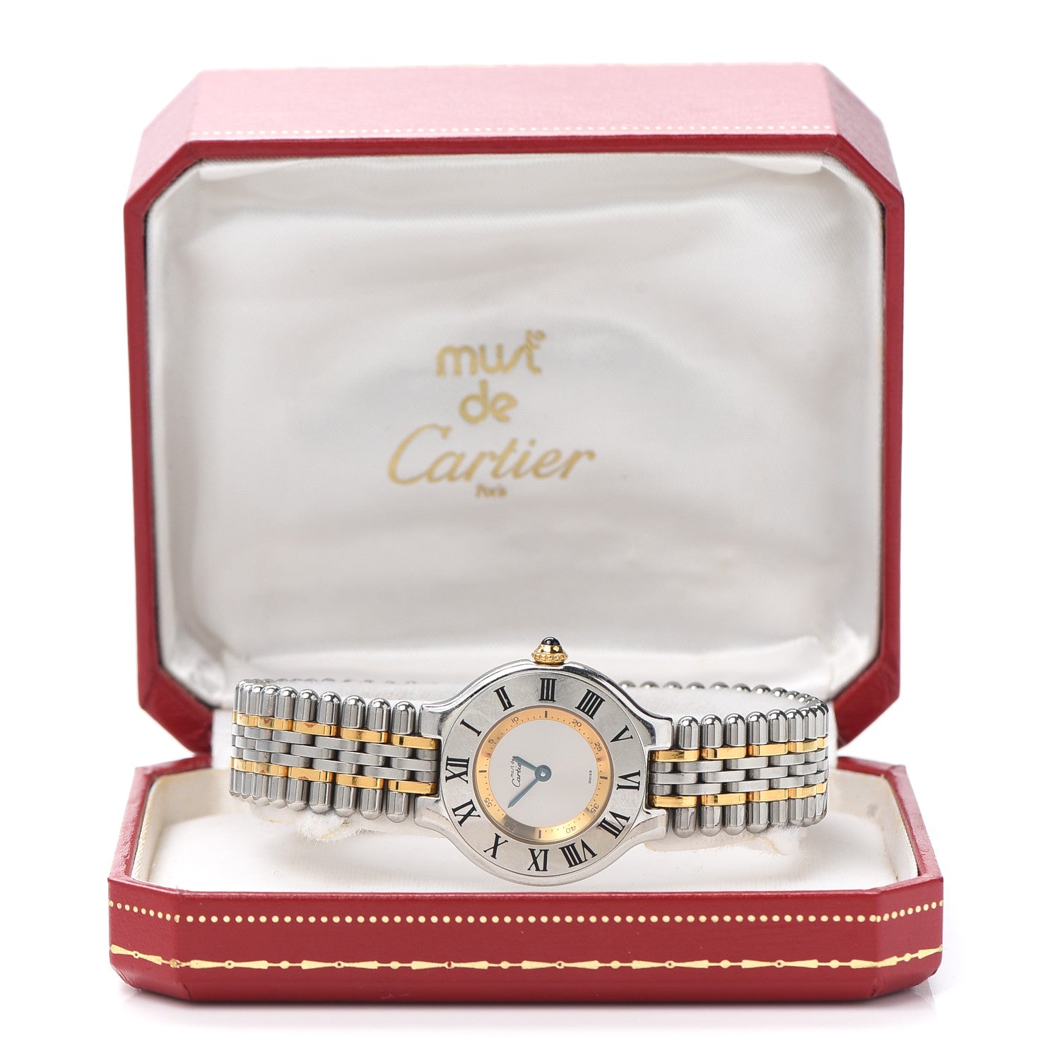 Cartier Stainless Steel 18K Yellow Gold 28mm Must De 21 Bullet Link Quartz Watch 6 of 6