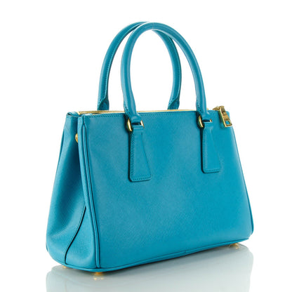 Prada Saffiano Mini Galleria Double Zip Tote Turchese 3 of 8